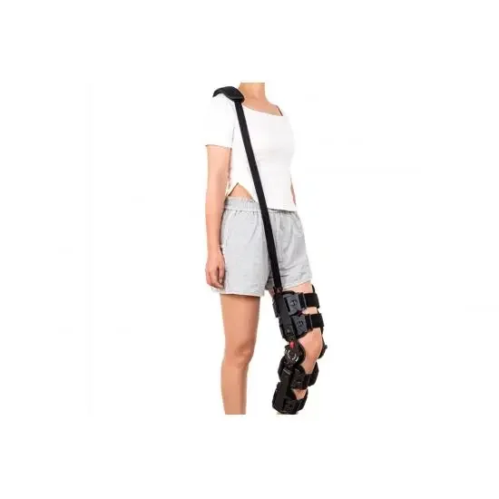 

Post-Op ROM Knee Brace With Shoulder Strap For Leg Recovery Stabilization