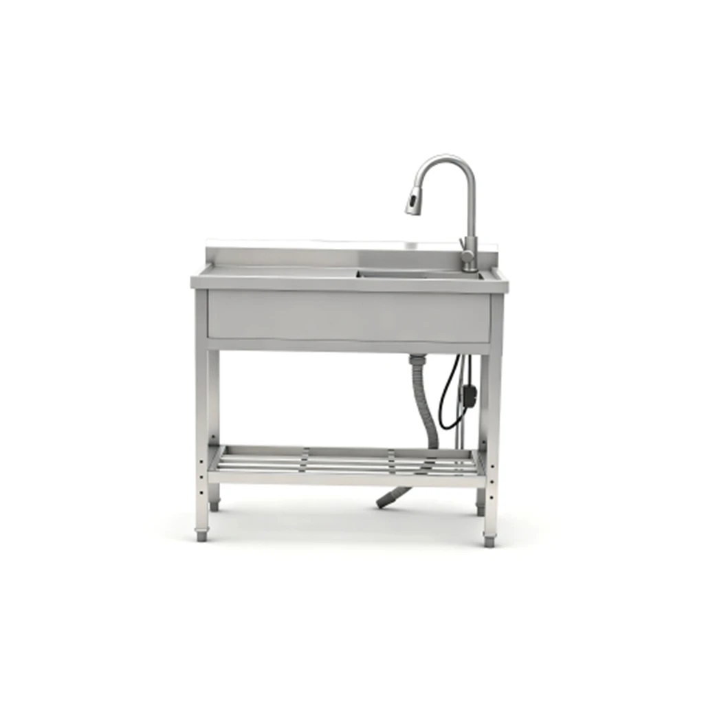 

Stainless Steel Utility Sink, Freestanding Sink，Easy to install, durable and long-lasting, pull-out faucet design