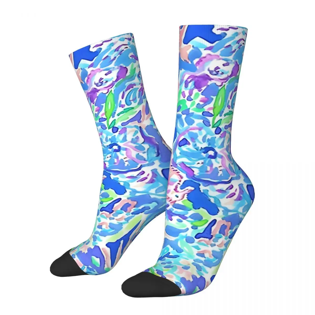 

Crazy compression Beauty Coral Blue Sock for Men Harajuku Quality Pattern Crew Sock Novelty