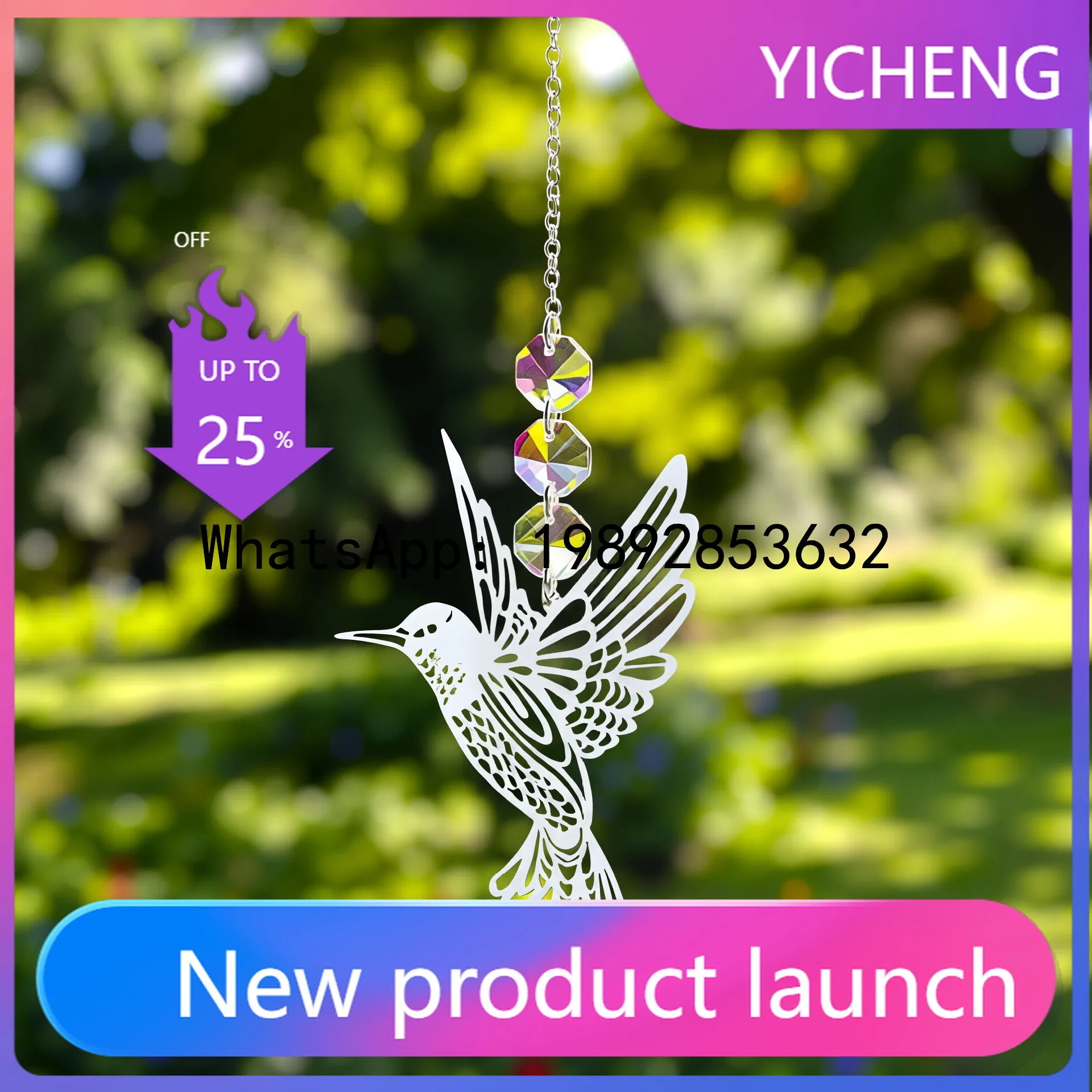 

FL Hummingbird Crystal Wind Chimes Sun Catcher Pendant Interior Decoration Ornament Couple Gift Gift