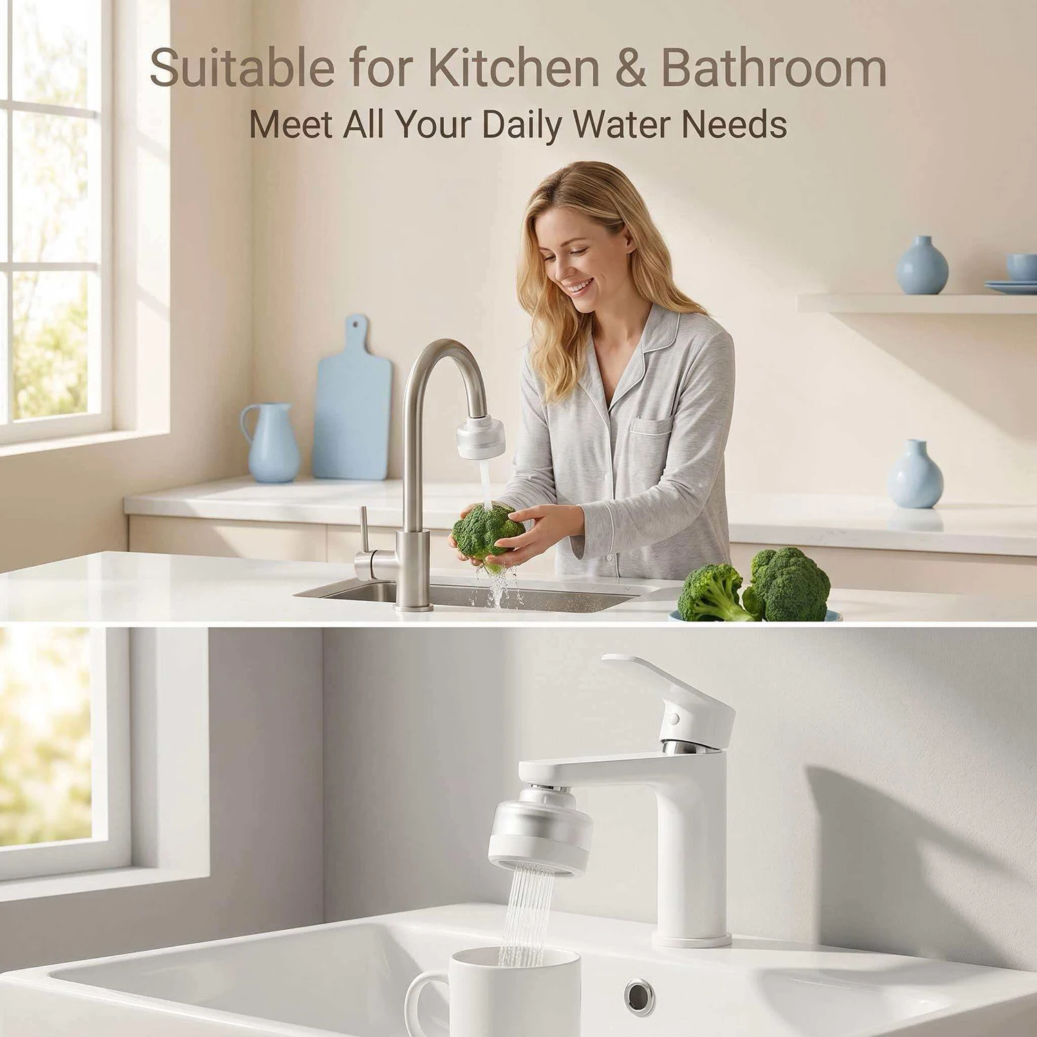 Faucet Tap Water Filter Aerator Anti-Splash Nozzle Purifier PP ACF VC Remove Chlorine Impurities for Kitchen Bathroom Sink