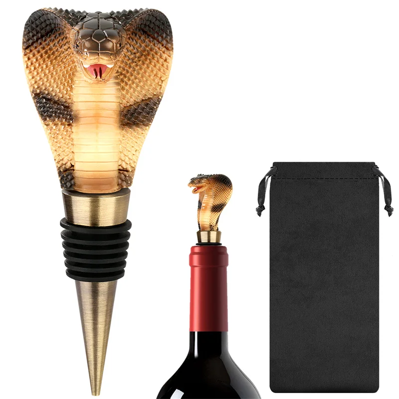 Novelty Cobra Snake Wine Stopper Reusable Metal Bottle Sealing Plug Stopper Unique Wedding Favors for Guests Bar Table Decor