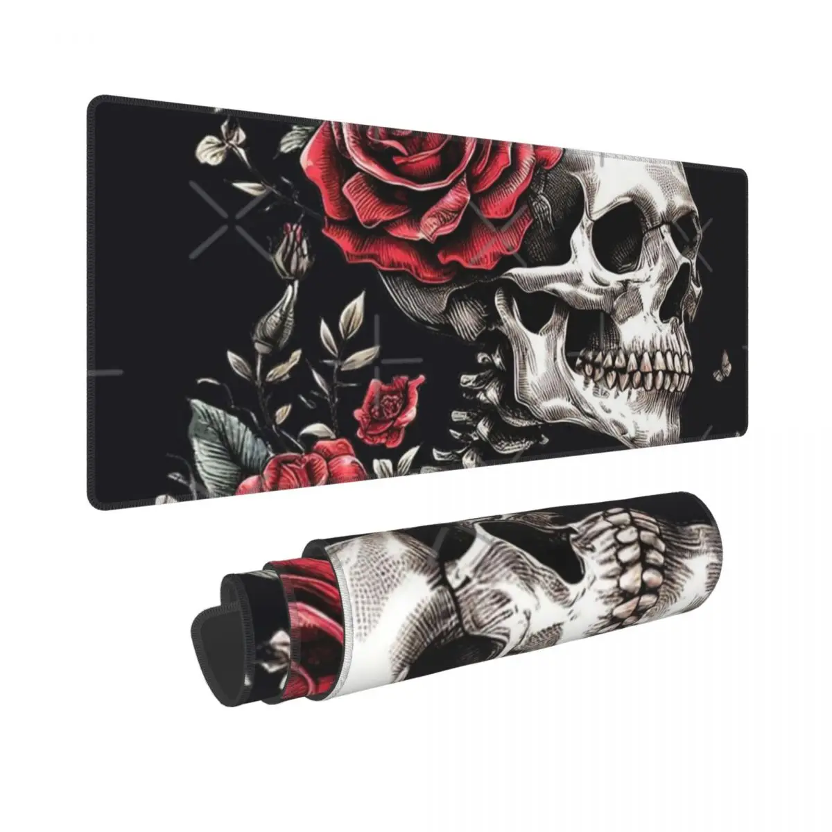 Skeleton Adorned With Roses Rubber Keyboard Pads