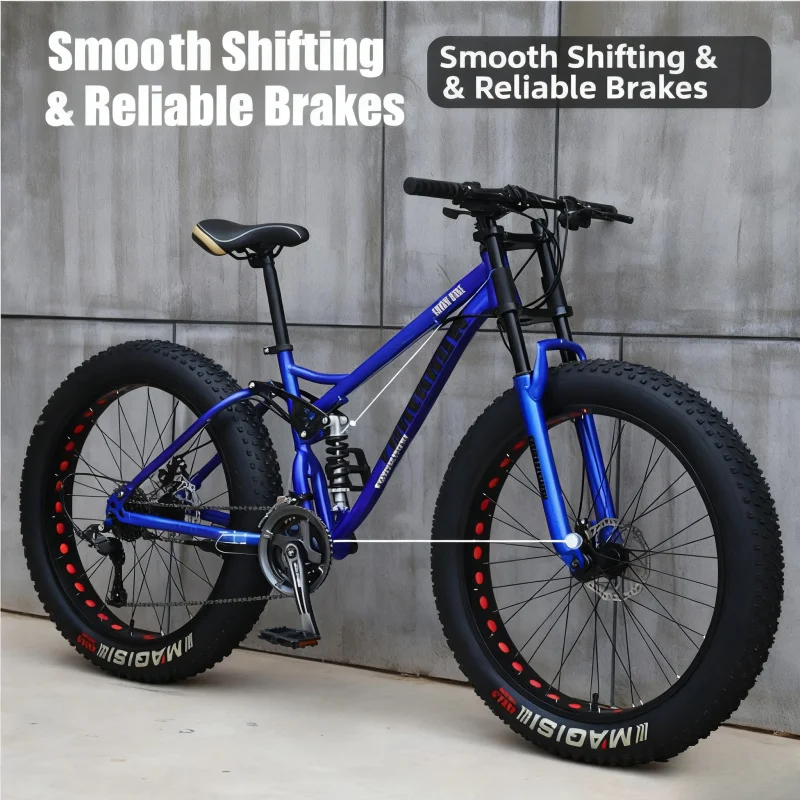 الكبار الأزرق عجلة تكلم الدراجة الجبلية واسعة للغاية 4.0 إطار كبير متغير السرعة على الطرق الوعرة الشاطئ امتصاص الصدمات الثلوج #3