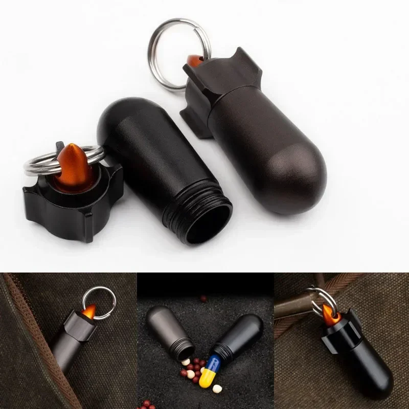 جديد صغير معدن زجاجة مقاومة للماء تخزين المحمولة حبة صندوق سبائك الألومنيوم EDC ختم تخزين كبسولة صندوق أداة تخييم في الهواء الطلق #3