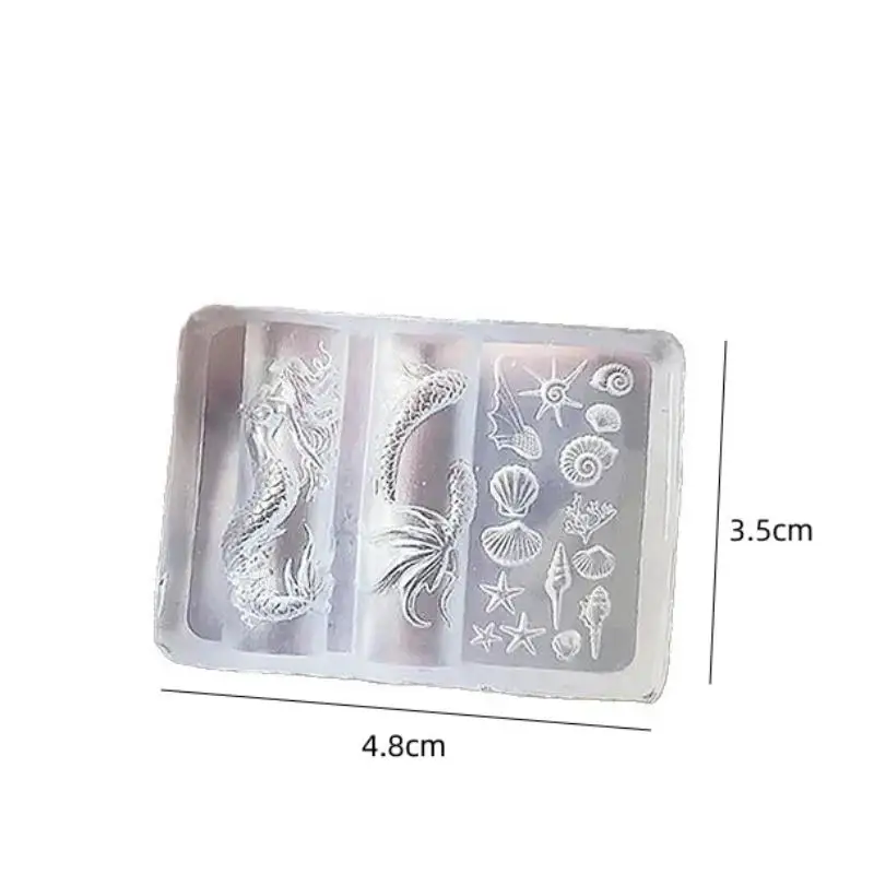 Serie con diseño marino, molde de silicona 3D para uñas, sirena, estrella de mar, concha, plantillas para tallar uñas, herramienta de diseño de manicura, decoración artística de uñas DIY