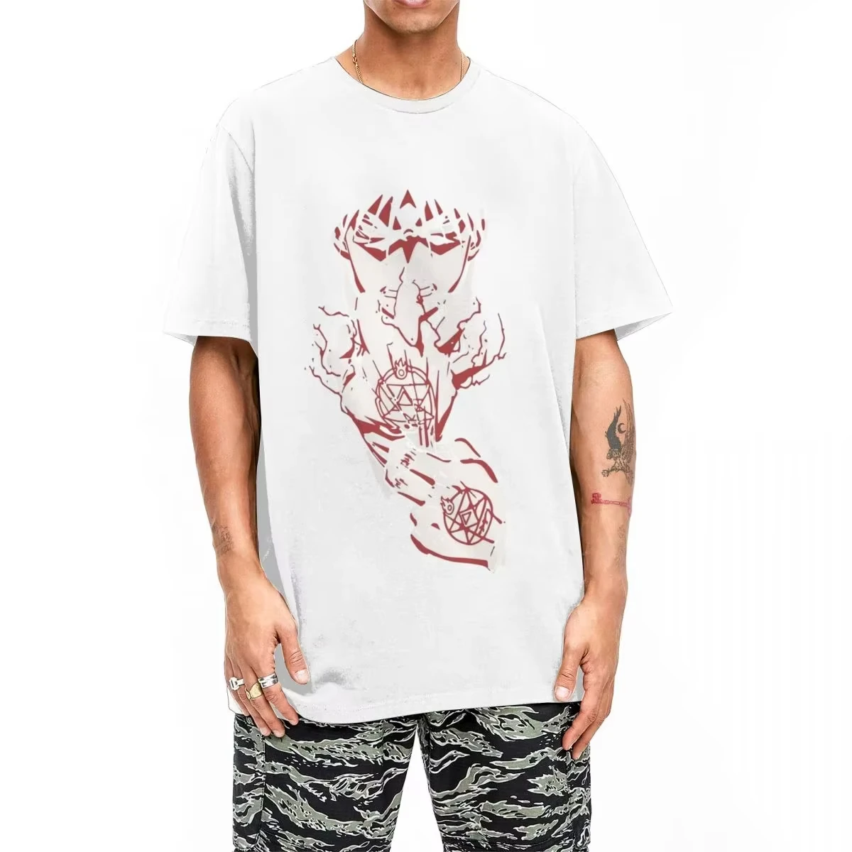 Camisetas anime fullmetal alchemist roupas de algodão puro manga curta camiseta o pescoço tshirt plus size topos camisetas