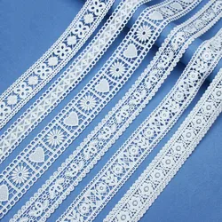 High Quality 5Yards White Cotton Embroidered Lace Trim Ribbons Fabric DIY Handmade Craft Materials Sewing Clothes Accessories