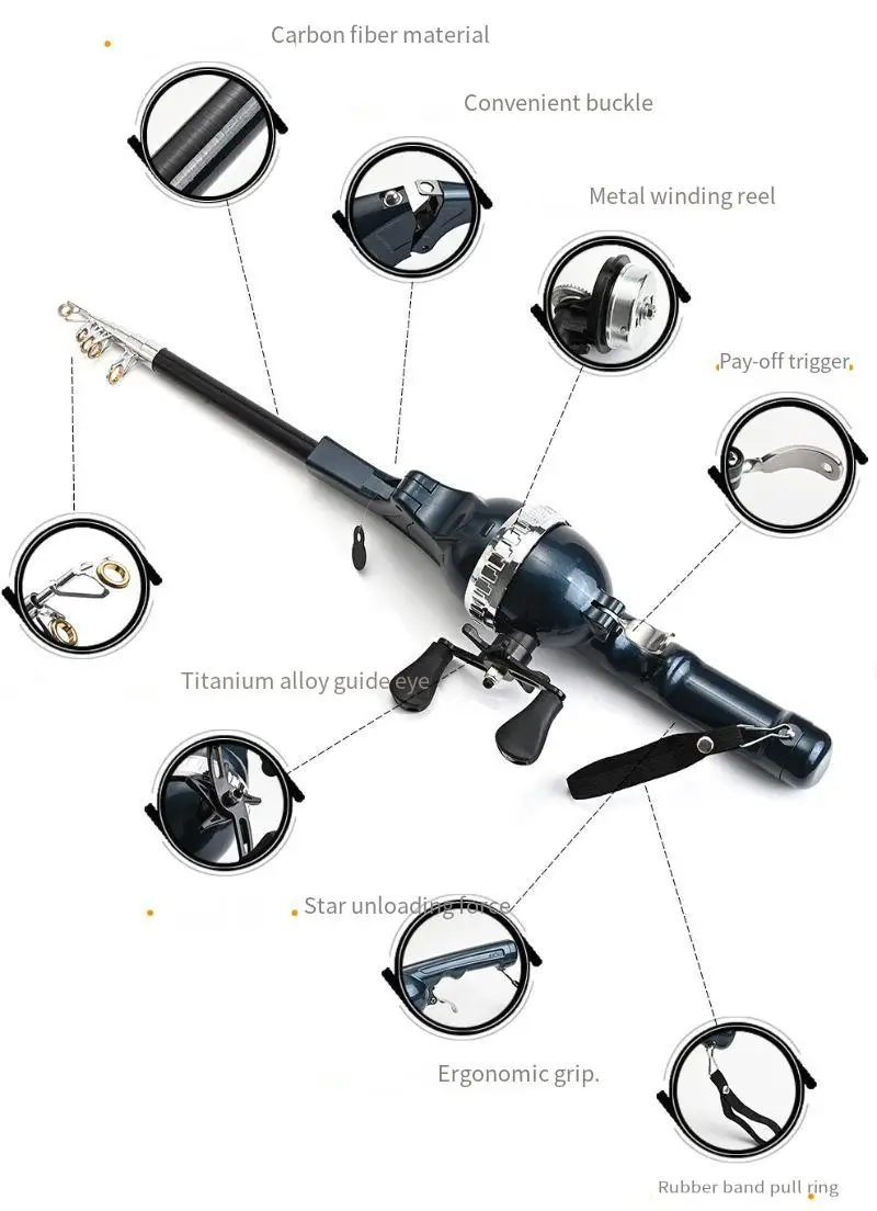 Imagem -03 - Portátil Telescópico Pesca Rod Duplo Rocker Carpa Pesca Rod Folding Pesca Lure Rod Combate Pole Reel Combo com Linha 131 Centímetros