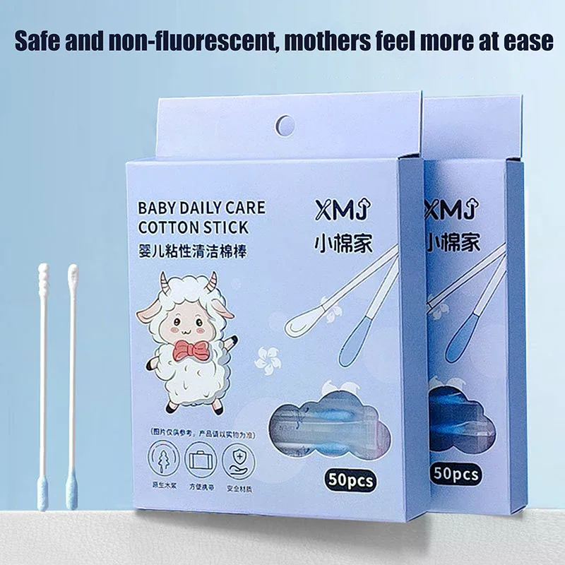 50/100 Pcs Sticky Ear Pick Adhesive Cotton Swab Ear Cleaning Reusable Sticky Ear Sticks Sticky Cotton Swab Ear Cleaning Tool