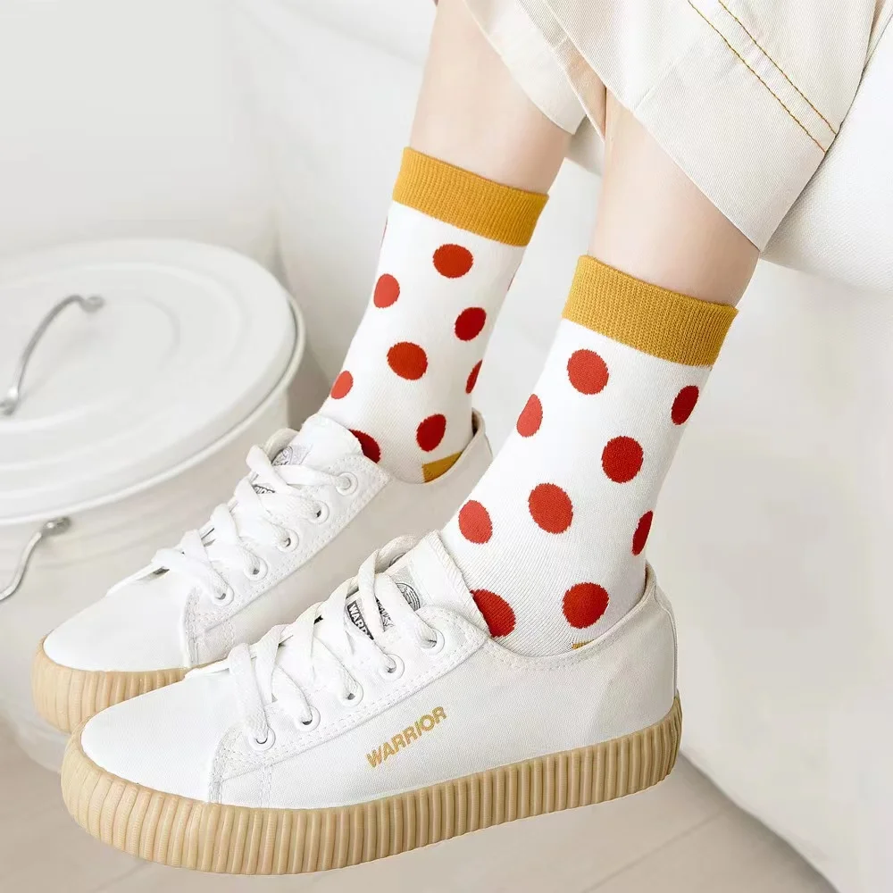 

7Pairs/Lot Fasion dot socks for women spring autumn cotton comfortable girl's socks