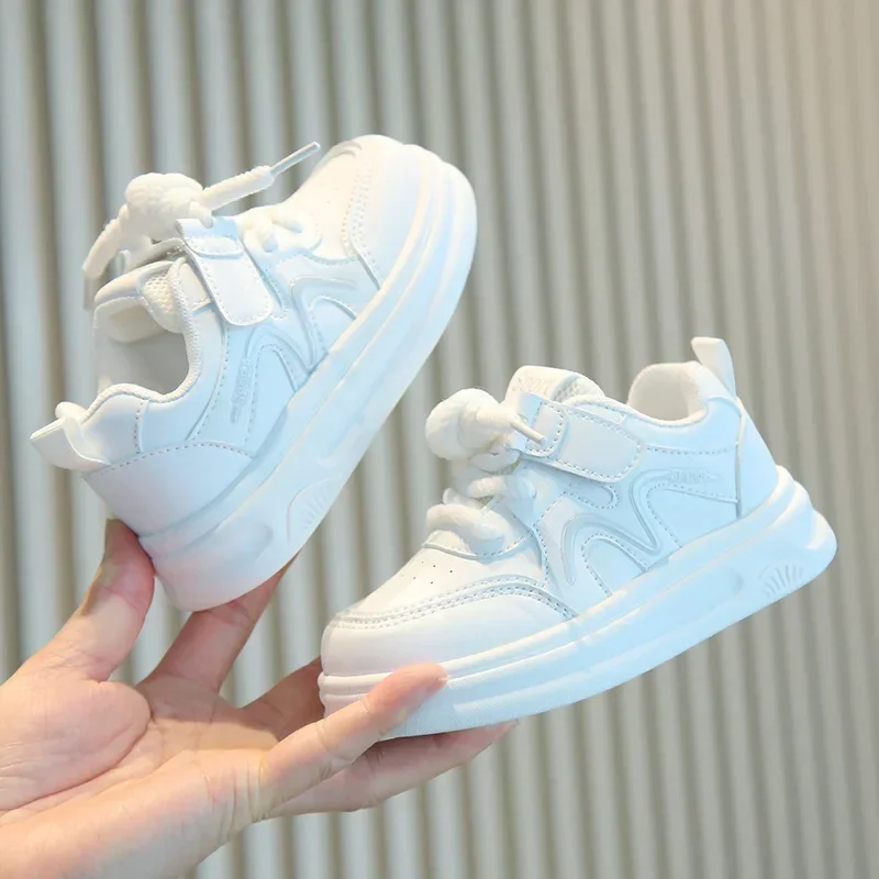 Child Little White Shoes Boy Girl Thick-soled Non-slip Casual Shoes Kid Soft Sole Cotton Shoes Lightweight Shoes Older Children