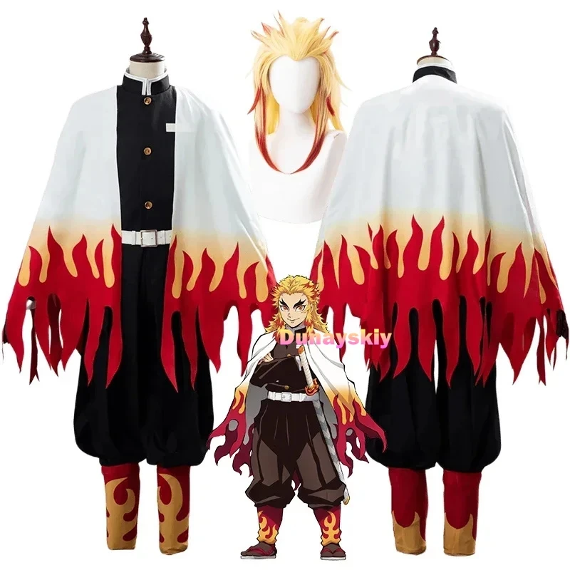 

Anime Rengoku Kyoujurou Cosplay Kimono Demon Cosplay Costume Uniform Haori Wig Suit Halloween Role Playing Costume