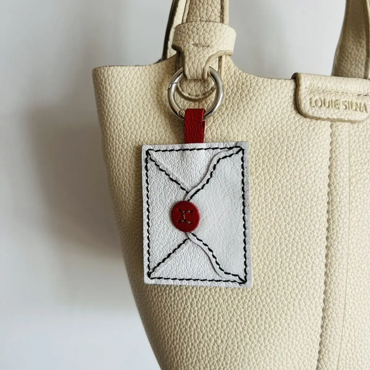 Handmade leather red and white envelope pendant car rearview mirror pendant hanging accessories interior decoration