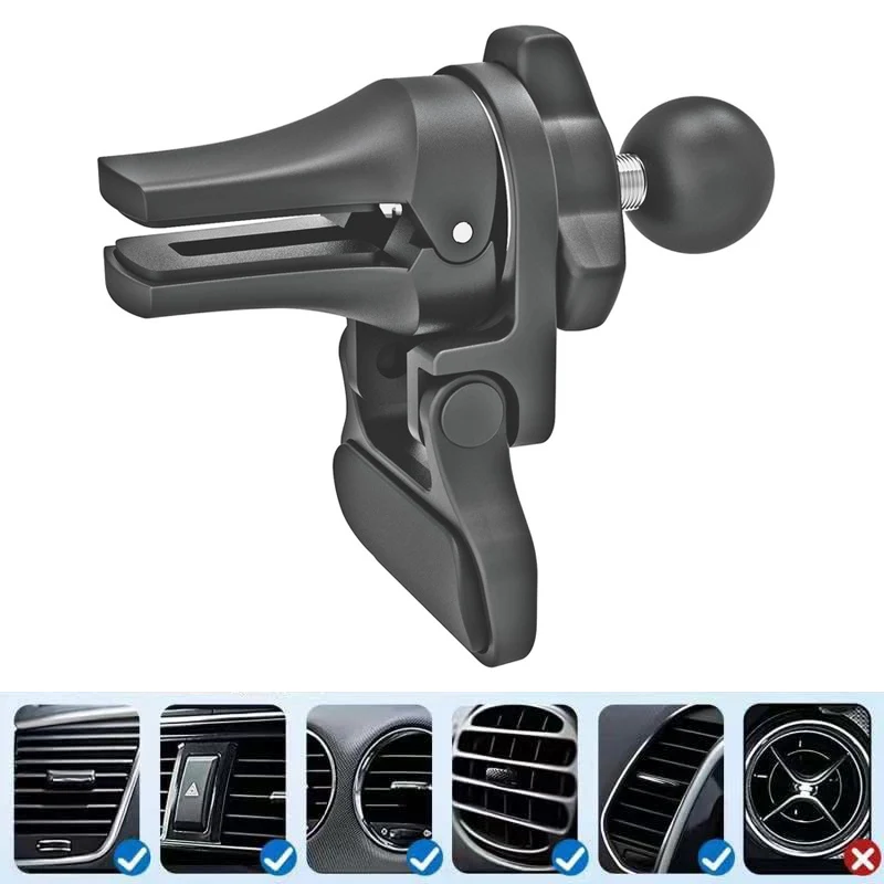 17mm Ball Head Car Air Vent Mount Clamp Base Universal Car Air Outlet Mobile Cellphone Holder Auto Phone Stand Support Base