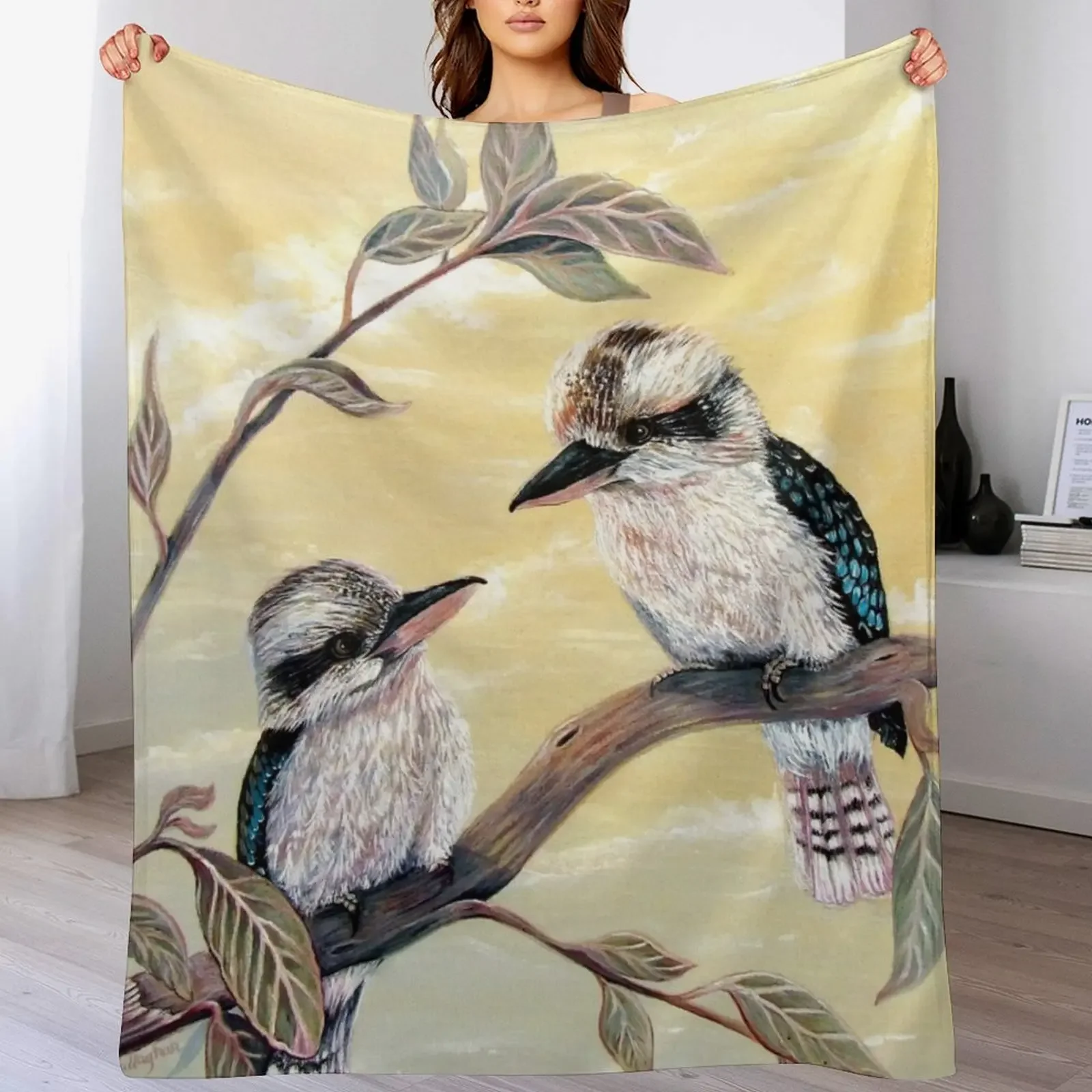 Kookaburra Magic Throw Blanket Plaid on the sofa Large christmas gifts Hair Blankets