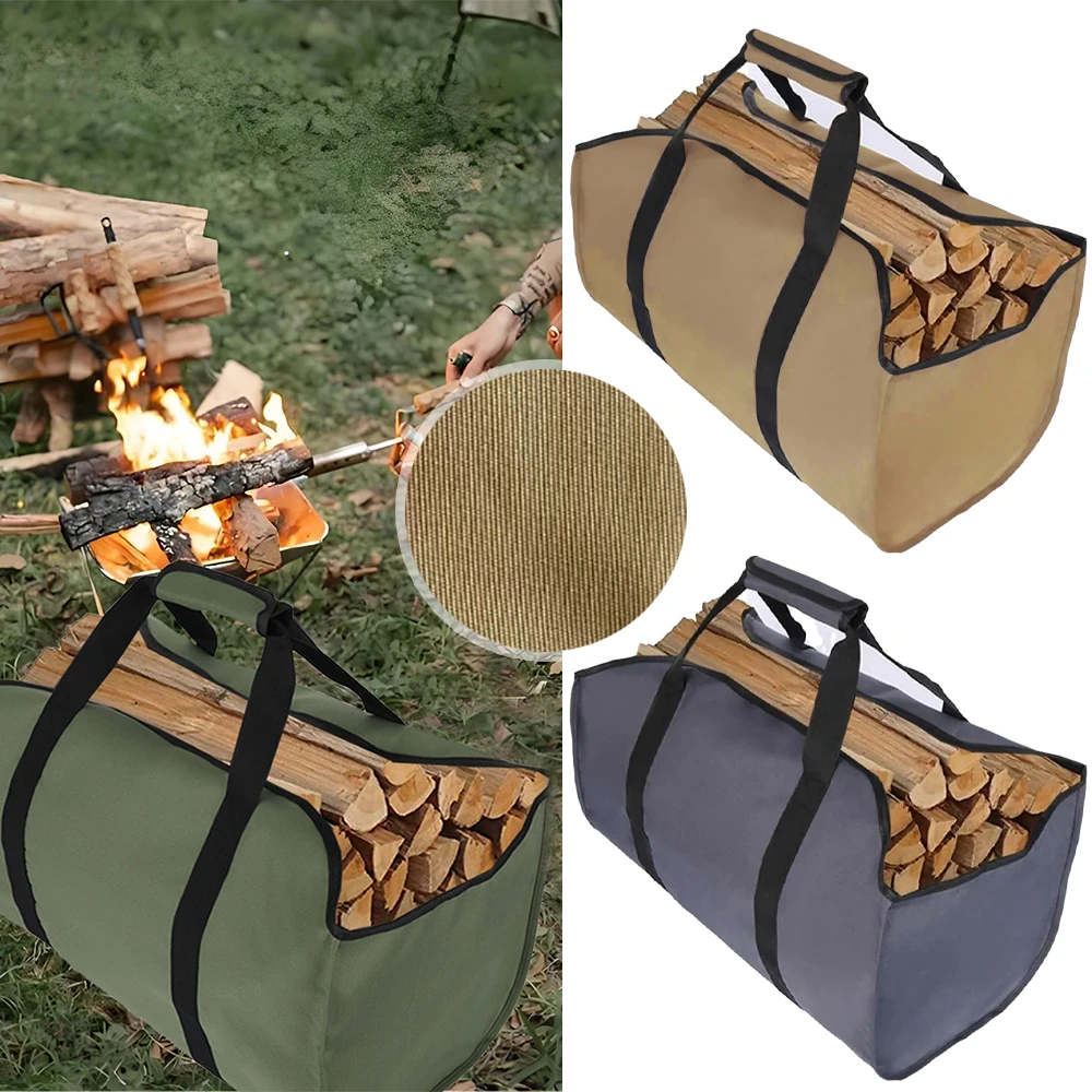 Borsa portaoggetti per legna da ardere Borsa portaoggetti per legna da ardere in tessuto Oxford di grande capacità resistente ai graffi Borsa tote per legna da ardere per esterni