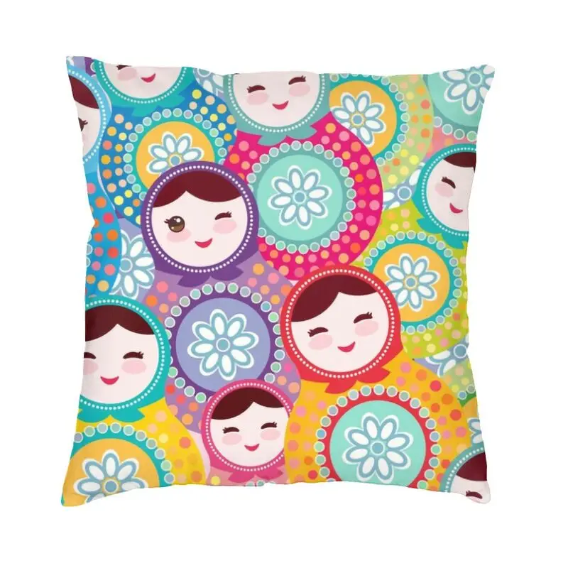 Russian Dolls Matryoshka Cushion Cover 45x45cm Home Decorative Print Russia Babushka Folk Art Throw Pillow Case Room Double Side