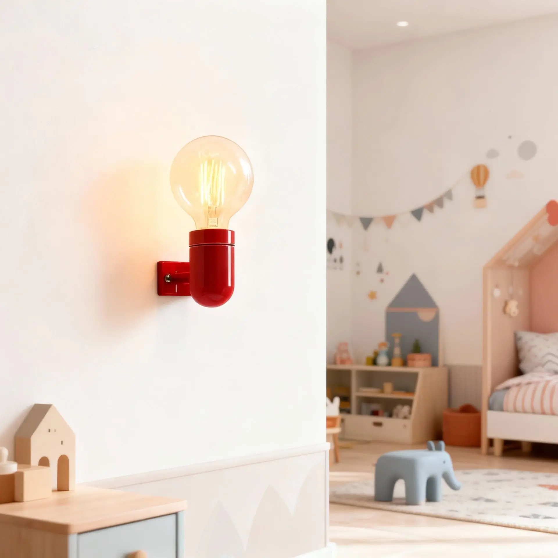 Nordic Colorful Ceramic Wall Lamps for Bedroom Bedside Lighting LED E27 Red Blue Yellow Kindergarten Children's Room Wall Lights