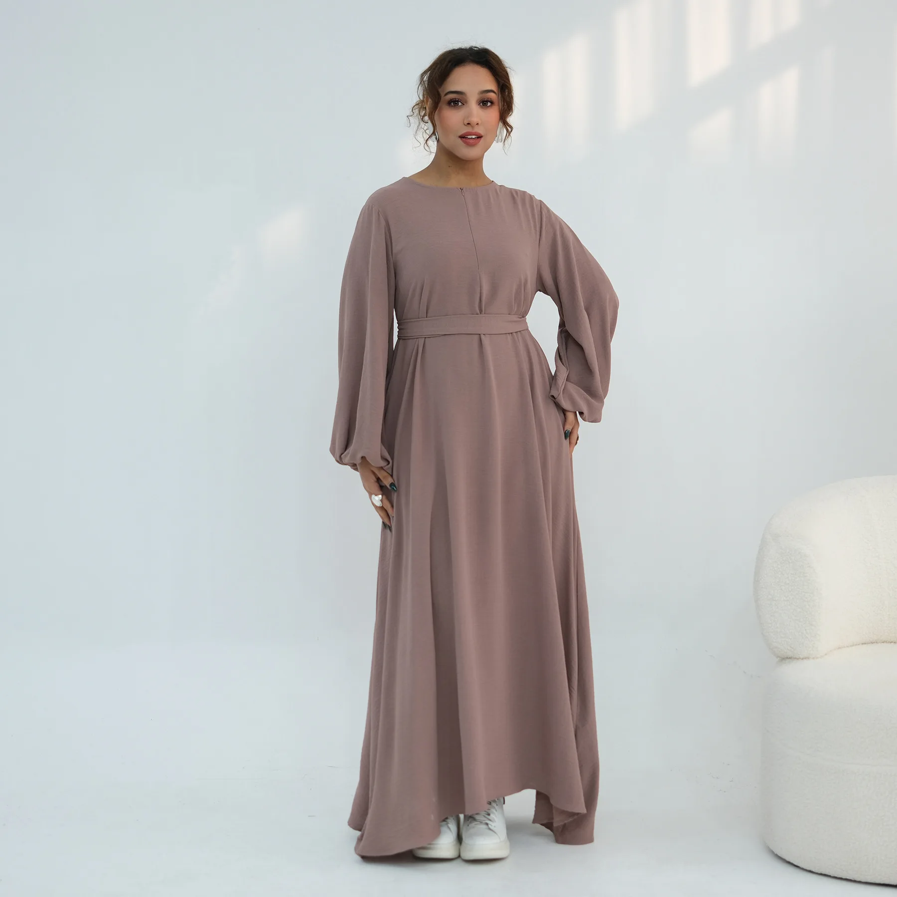 

Женское платье для Ид, абайя на Рамадан, однотонное, скромное, для вечеринок, длинное, мусульманское, 2026, джалабия, марокканский кафтан, Дубай, ислам, арабский длинный халат