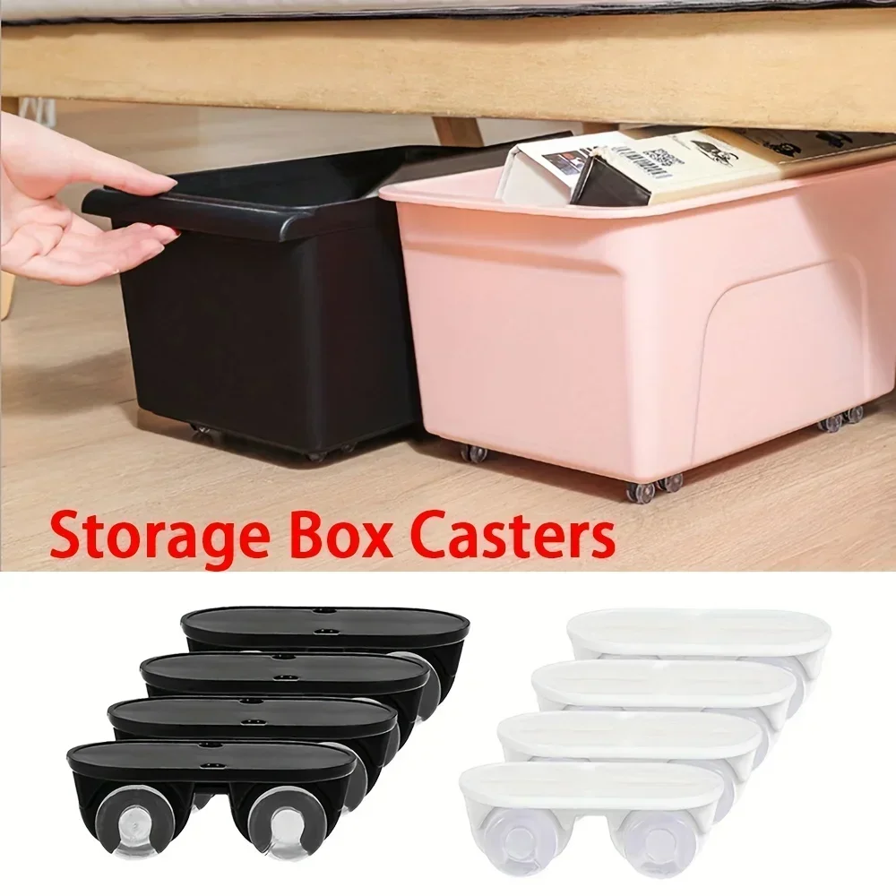 4Pcs/Set Adhesive Caster Wheels, Non Swivel Castors, Furniture Storage Box Pulley, Mini Self Adhesive Caster Wheels for Home