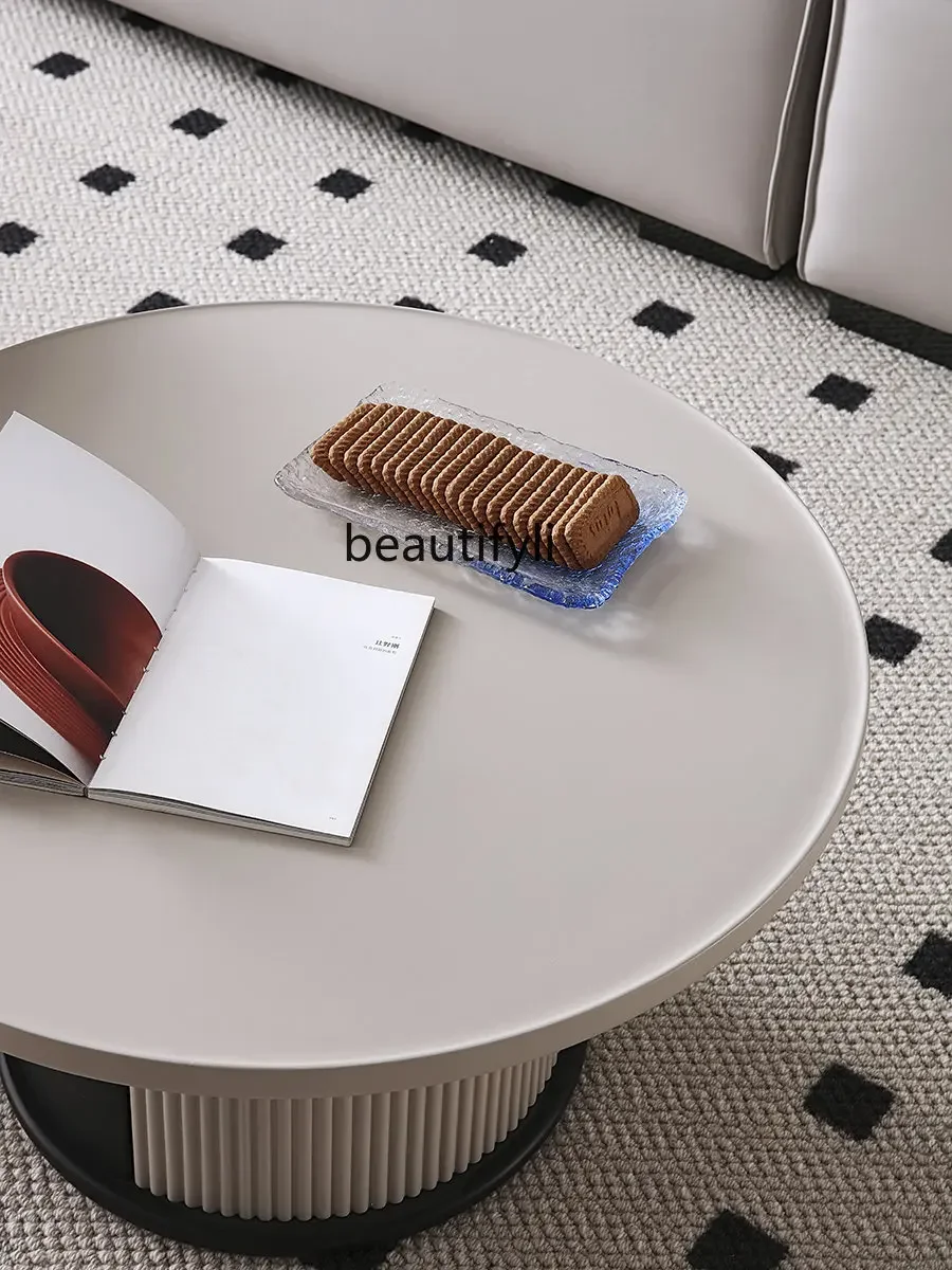 scn8617 Italian Minimalist Size round Coffee Table Combination Silent Style Living Room Cream Style Fashion round Tea Table #5