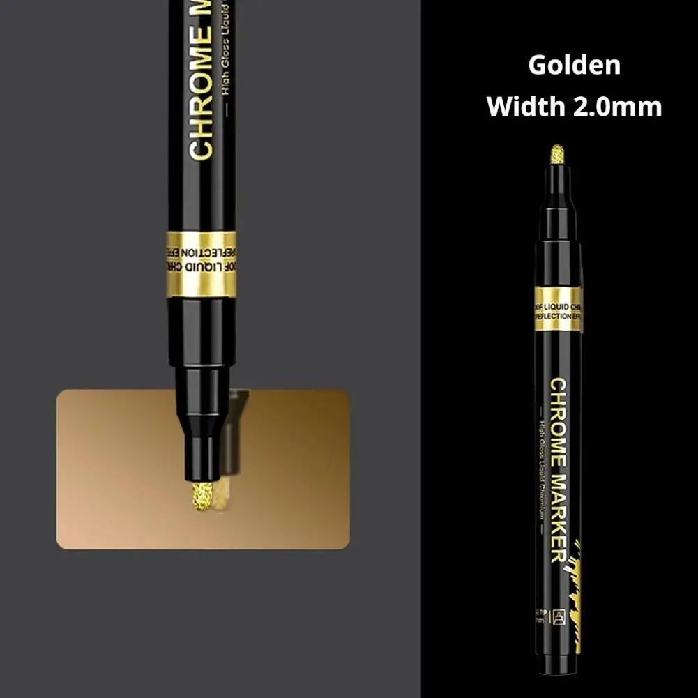 Car Chrome Paint Marker Pen Reflective Fluid Mirror Paint Pen Silver Gold DIY Car Model Painting Art Craft