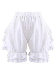 Girls' Cotton Ruffles Maid Pumpkin Shorts, Japanese Lolita Fashion Bloomers