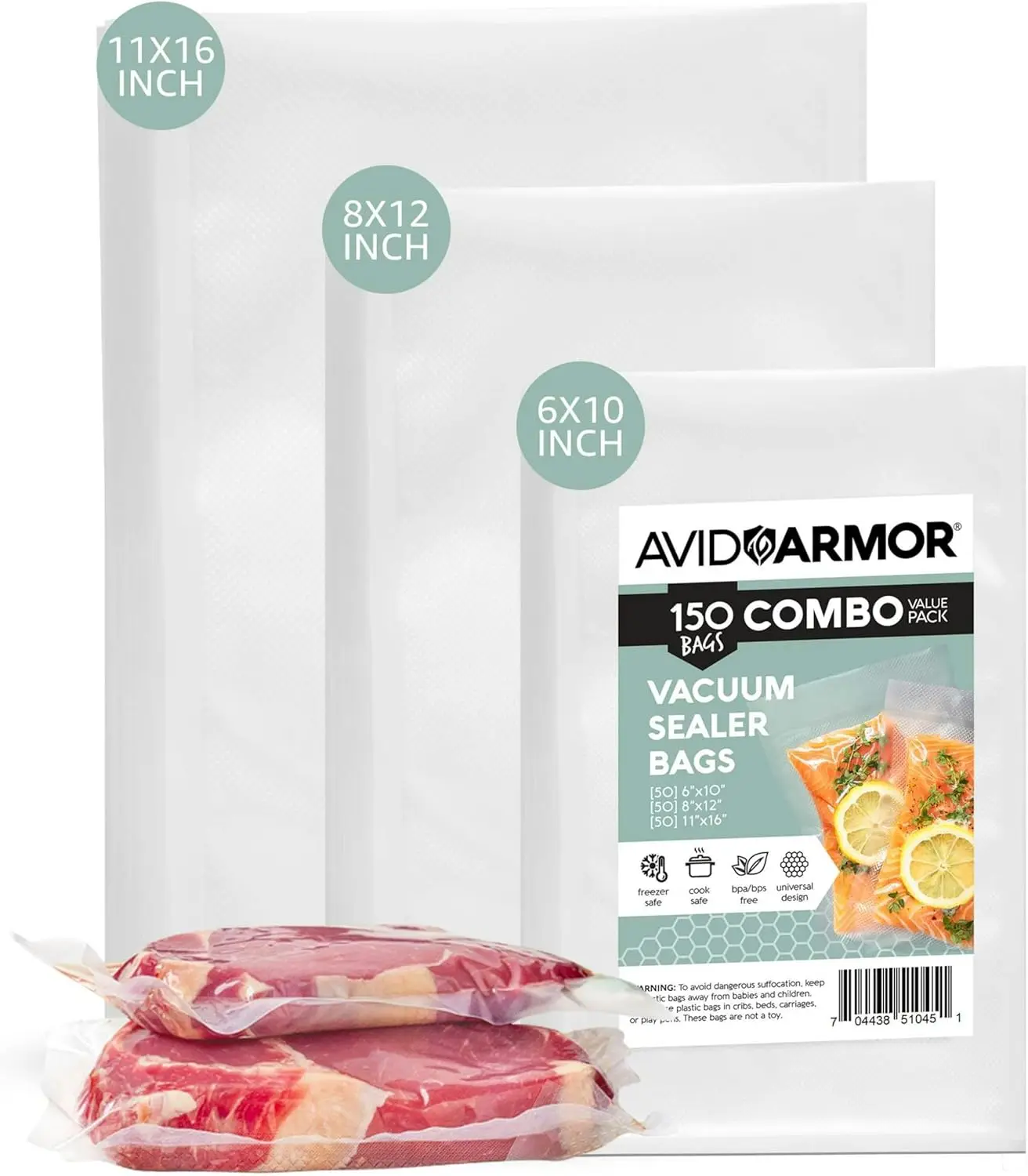 

Vacuum Sealer Bags, Vac Seal Bags for Food Storage, Freezing, and Sous Vide Cooking, Non-BPA Freezer Vacuum Sealer Bags, Pint