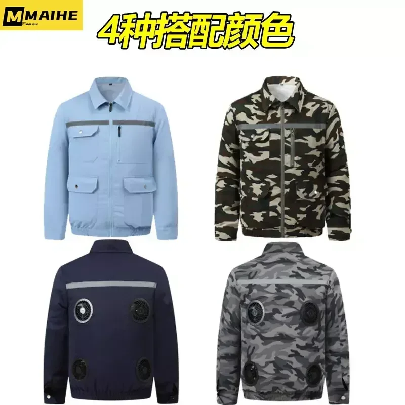 Ropa de ventilador para hombre, chaquetas de hielo con carga de aire acondicionado, refrigeración de campo, pesca, protección del calor, ropa de trabajo, novedad de verano