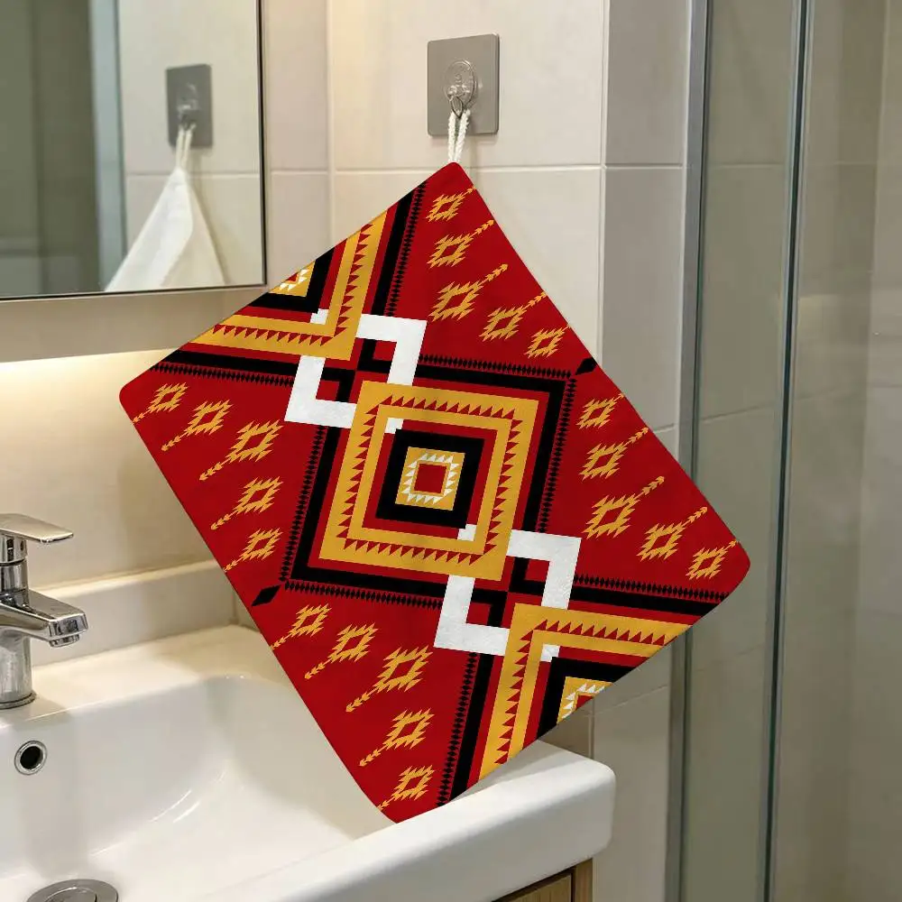 Navajo Geometric Tribal Native Polyester Cotton Daily Towel Hanging Kitchen Hand Wiping Cloth Durable for Whole House Use