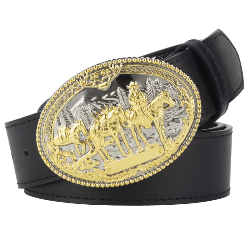 Bandeira americana selvagem ocidental cowboy cinto moda masculina couro do plutônio metal cobre fivela wrangler wilderness rider cinto decorativo