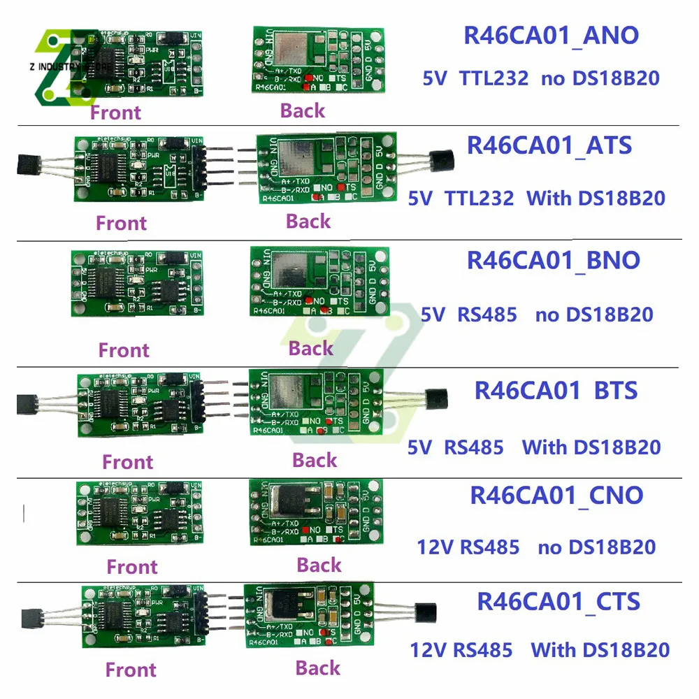 DS18B20 RS485 TTL232 Modbus RTU Temperature Acquisition Sensor Remote Acquisition Monitor Digital Thermometer Module