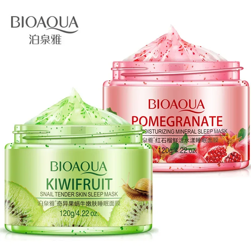 

BIOAQUA Спальная маска без мытья Красный гранат Киви Фруктовая улитка Маска для лица Уход за кожей Увлажняющий успокаивающий восстанавливающий ночной крем 120 г