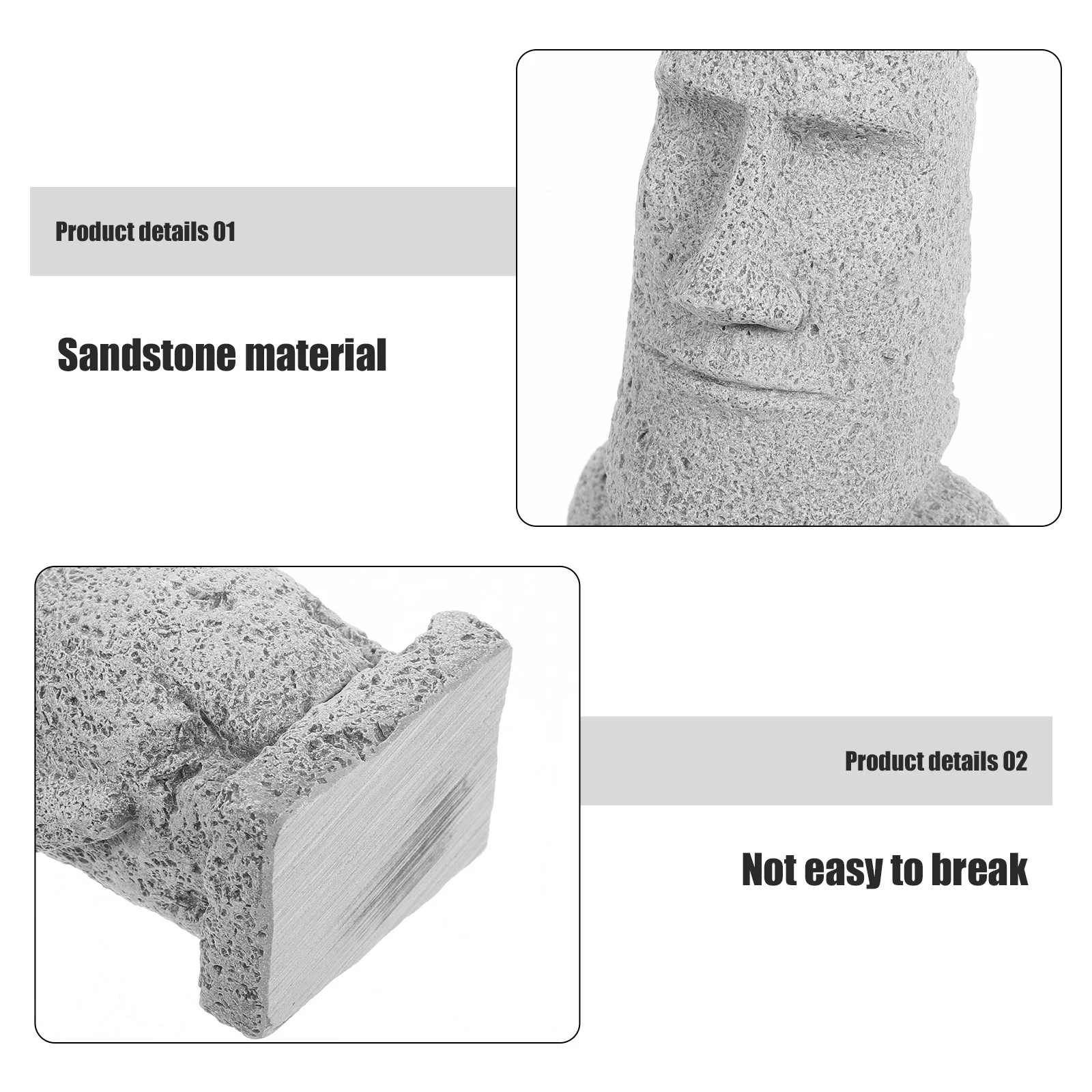 

Lifelike Sandstone Moai Tank Aquarium Decoration Underwater Garden Ornament Small Desktop Statue Stone Sculpture Fish Shelter