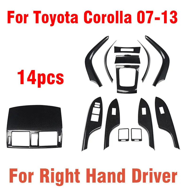 

For Toyota Corolla 07-13 Carbon Fiber Style Interior Kit Cover Trim Set 14X RHD