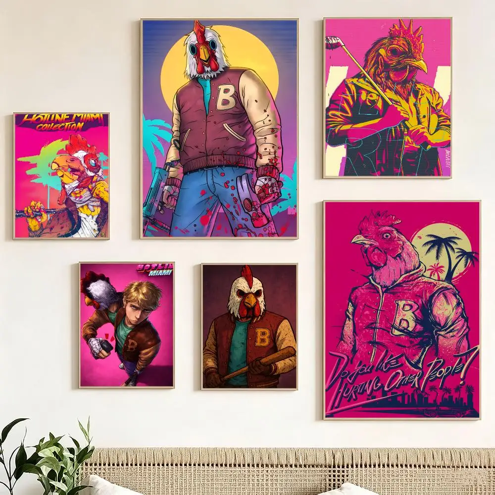 band Hotline Miami Poster Pegatina artistica HD autoadhesiva impermeable para salon dormitorio
