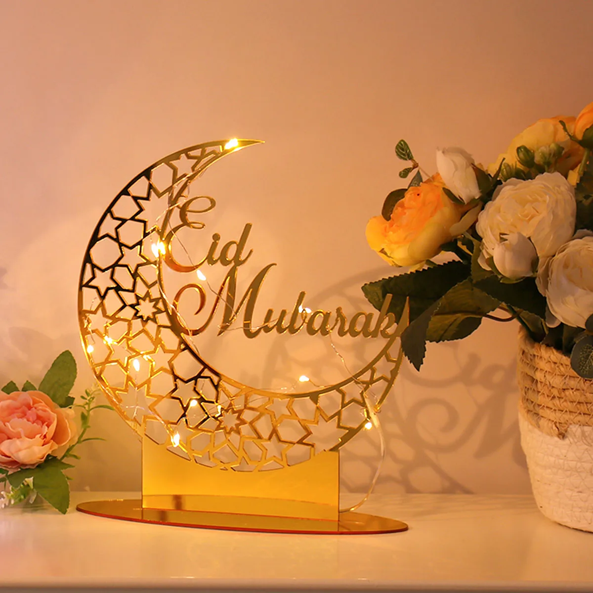 EID Mubarak Acrylic Ornament  Ramadan Decoration For Home Islamic Muslim Party Gifts Ramadan Kareem Moon Decor Eid Abaya Al Adha