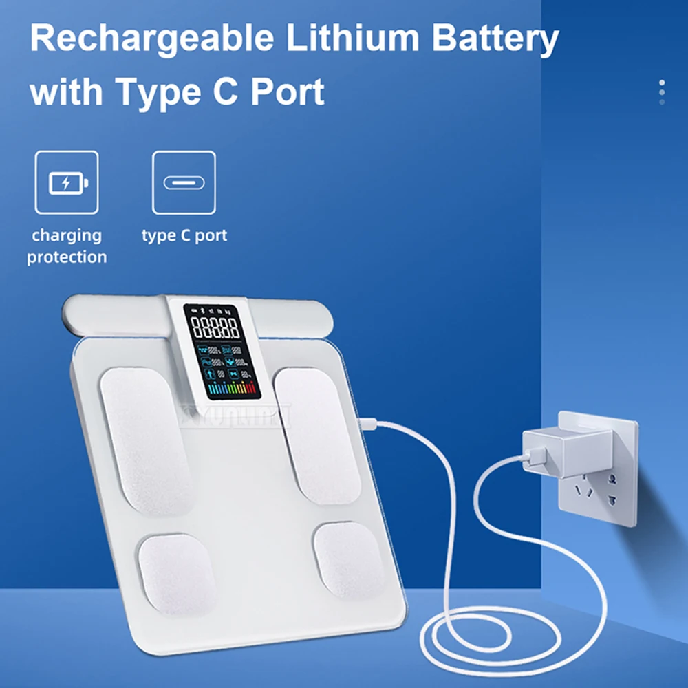 

Smart Electronic Body Fat Scale Color Screen 8 Electrode Fat Measurement Weight Analyzer