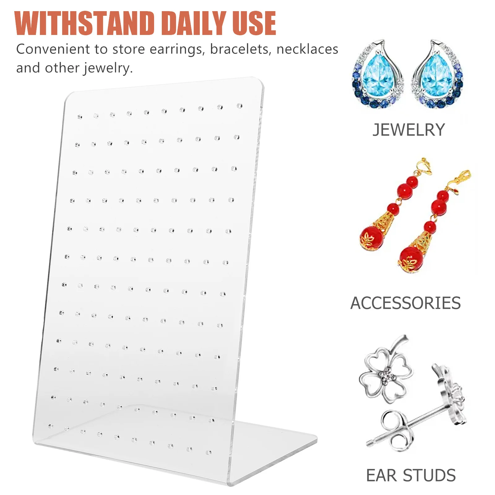 

5pcs Acrylic Earring Holder 120-Hole Transparent Jewelry Organizer Display Stand Storage Rack For Desk Earring Hanger Organizers