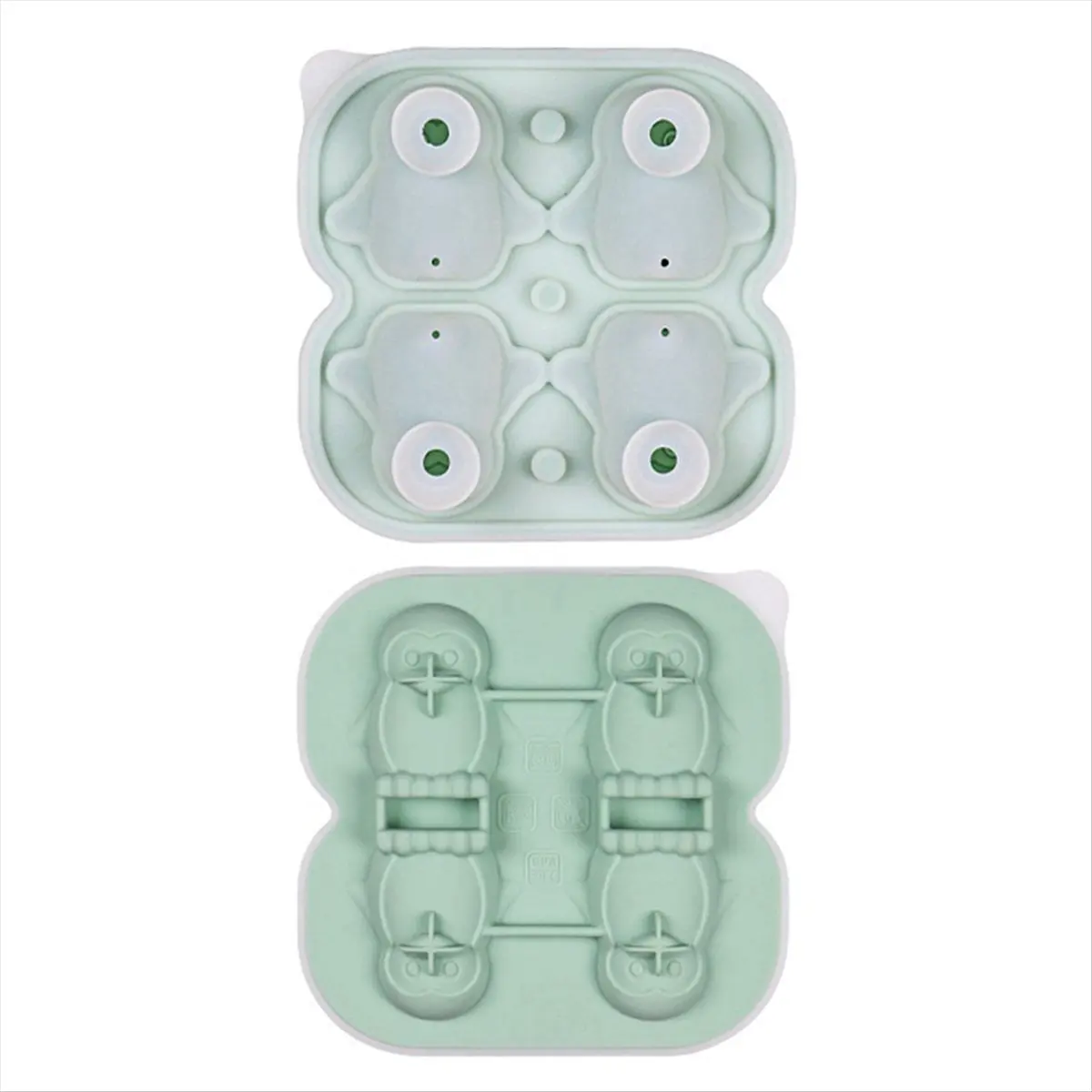 A24I Penguin Mold, Fun Shapes Tray, Make 4 Cute Penguin Ice Balls for Drinks Cocktails Iced Coffee Green