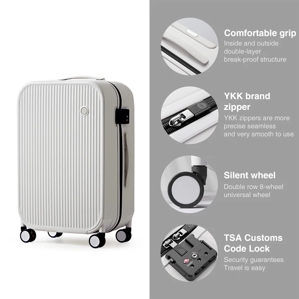 Mixi Carry On Luggage 20'' Suitcase Hardside Rolling Luggage Women Travel 24''26''Suitcases 100% PC Spinner Wheels TSA Lock