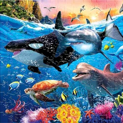 Dolphin Whale Shark Fish Animal Wooden jigsaw Puzzle Adult Children's Educational Toys Holiday Gift Underwater World