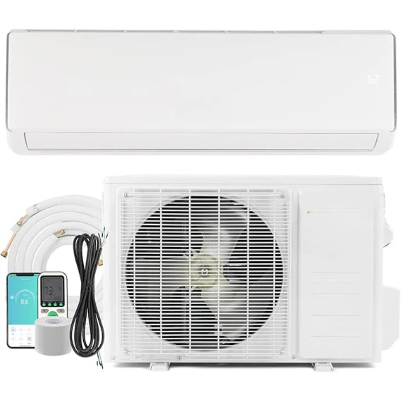 11000 BTU Wifi Enabled Mini Split Air Conditioner & Heater, 17 SEER2 230V Inverter Ductless Wall AC Unit