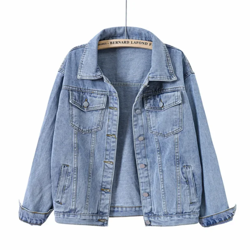 

2025 Plus Size 5XL Denim Jacket Women Boyfriend Jean Coat Streetwear Harajuku Vintage Autumn Basic Outerwear