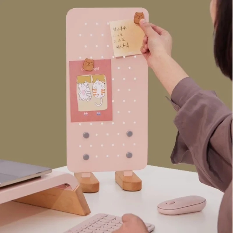 F23 Ins Home Message Board, Magnetic Pegboard, Desktop Memo Board, Big Foot Storage Rack, Pink Notepad Organizer