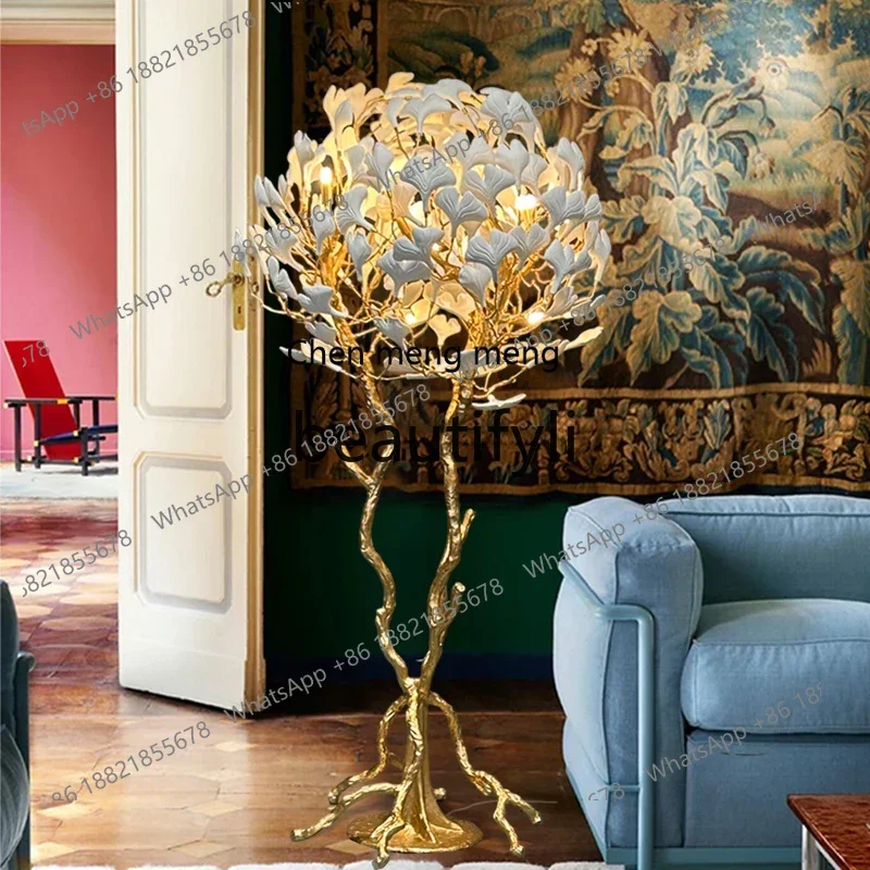 zqxFrench high-end living room all copper bedside study floor hotel creative tea room art bedroom