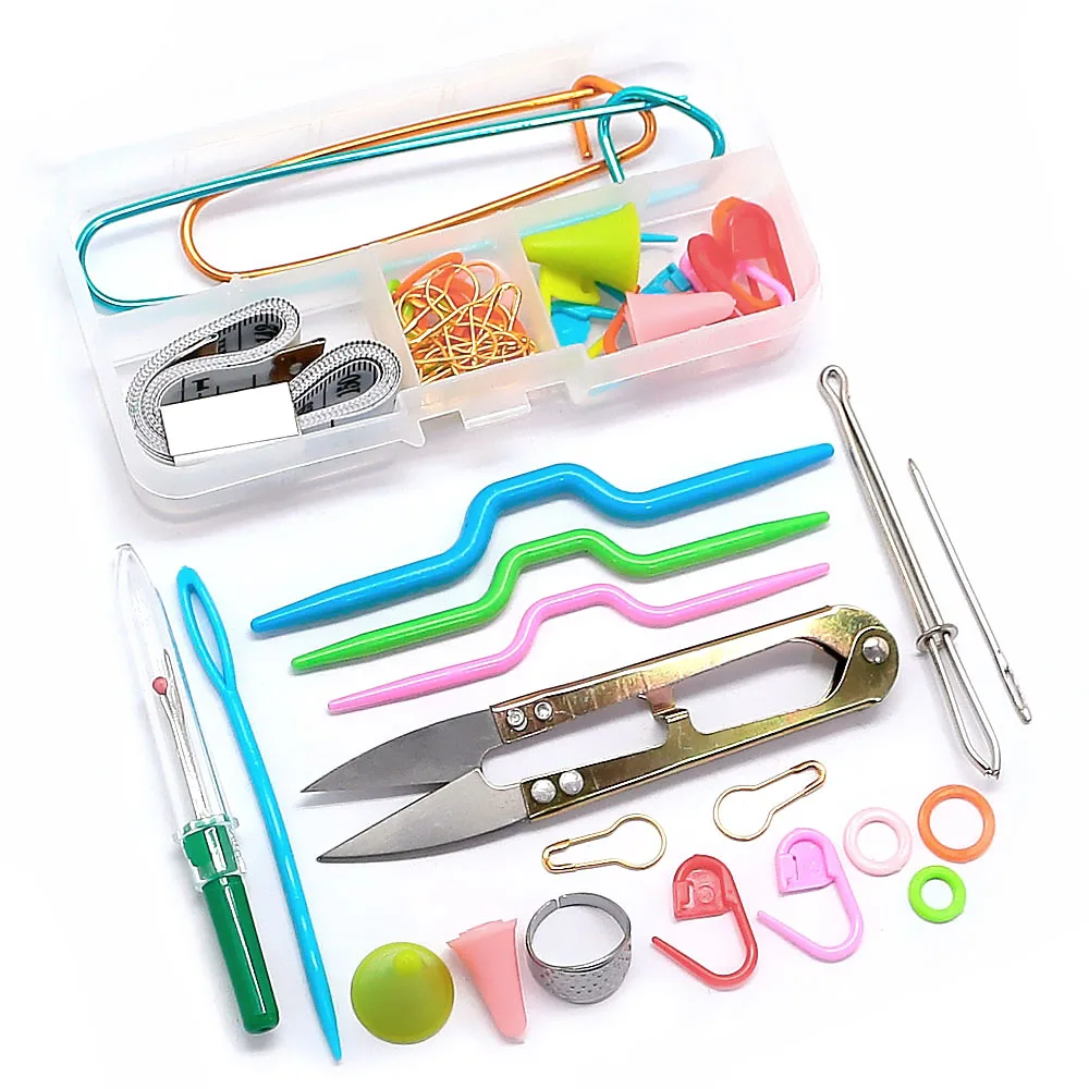 Household Knitting Tools Storage Set Kit Include Scissors Crochet Needle Soft Ruler For DIY Supplies Kids Stuff Knitting Kit