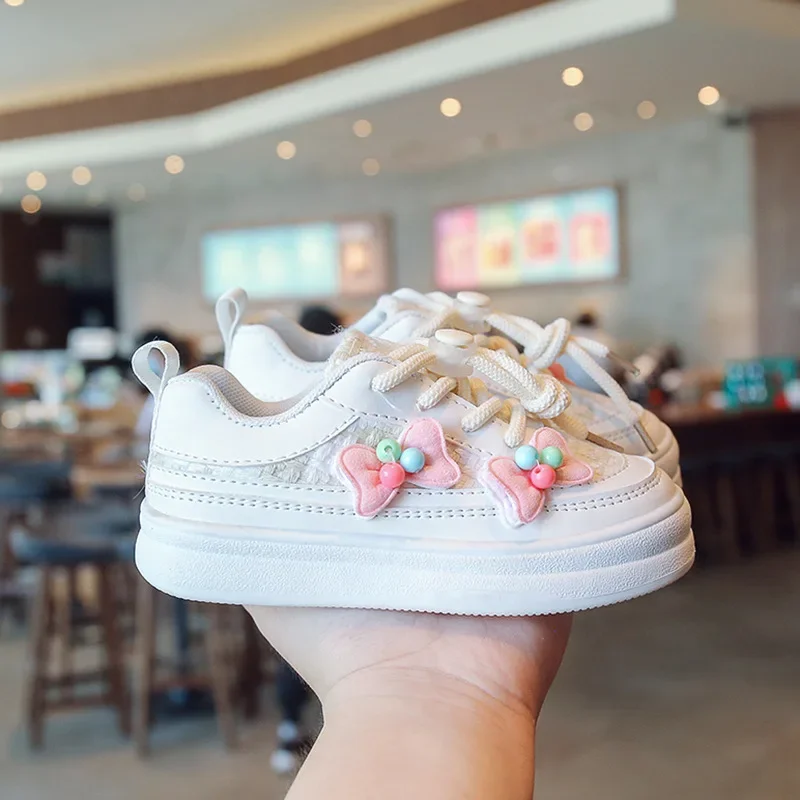 Sneakers Kids Girls Board Shoes Spring New Sweet Lovely Children Shoes Bow Kids Casual Shoes Zapatillas سكسي اطفال صغار  Tenis