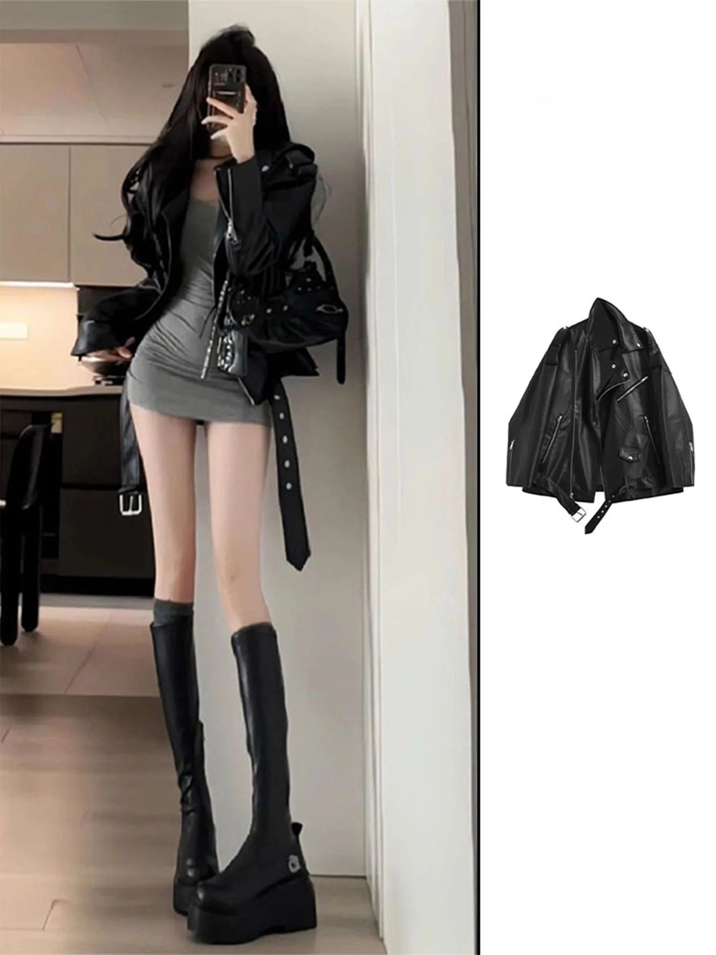 Coole Bla Lederjacke für Damen 2025 Neue Herbst-Kollektion Hochwertiges Street-Style PU-Lederjacke Top für Pendler Lässiger Schnitt